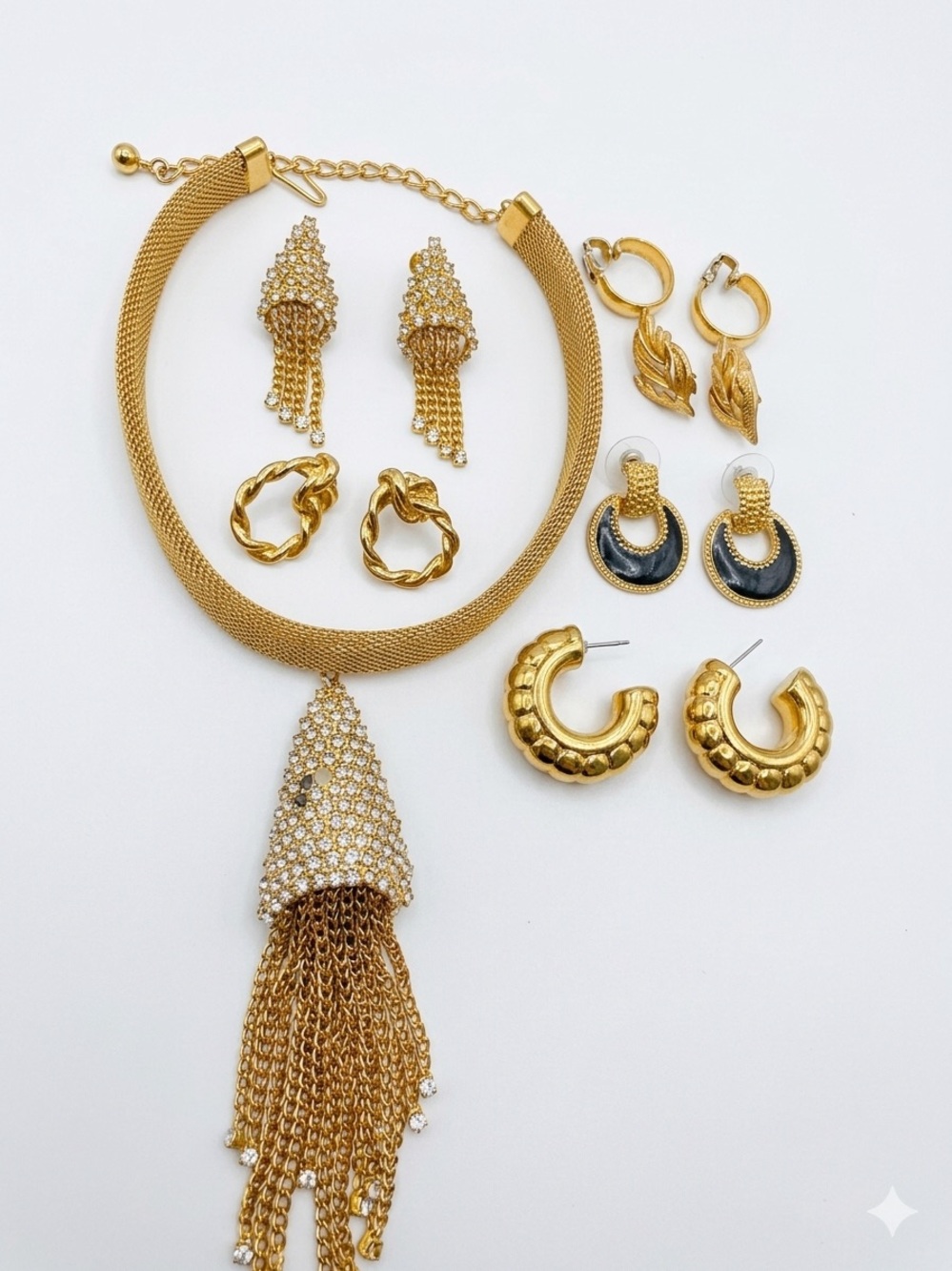 Vintage Statement Tassel Necklace and Earrings Lot